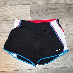 Nike Women's Black, White & Blue Dri -Fit Athletic Shorts size Small Workout Gym